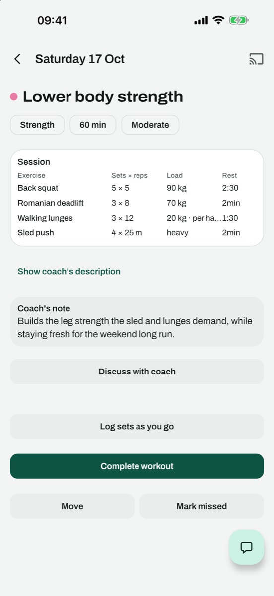 A strength workout ready to cast to the TV